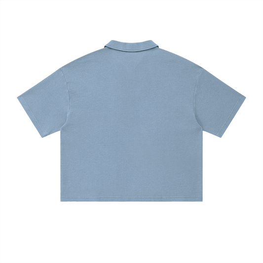 Vintage Wash Waffle Boxy Polo Shirt