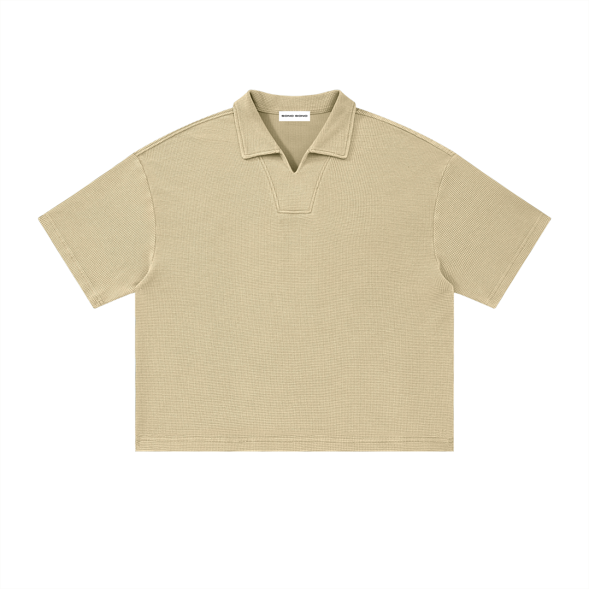 Vintage Wash Waffle Boxy Polo Shirt