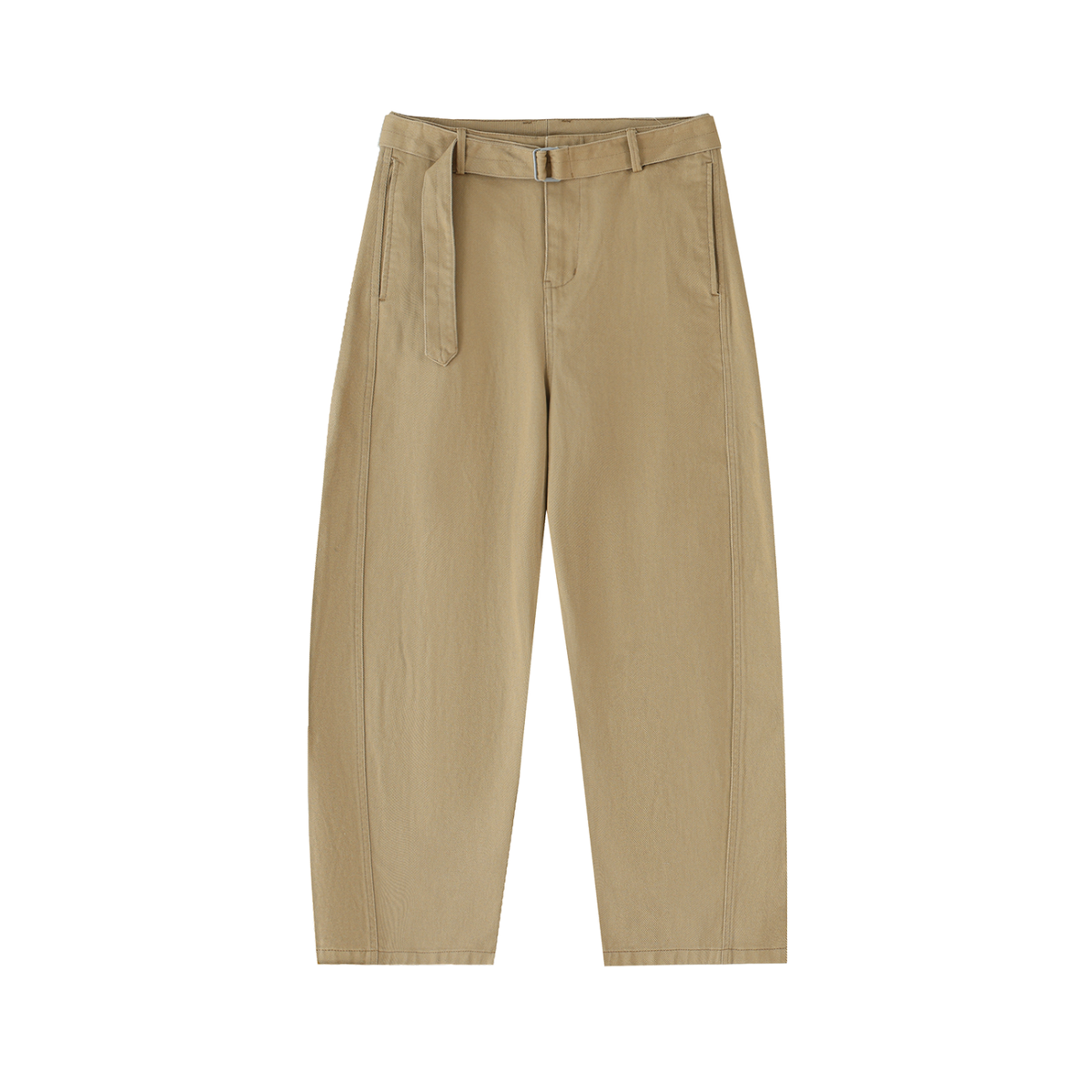 Women's Belted Barrel-leg Chino Pants