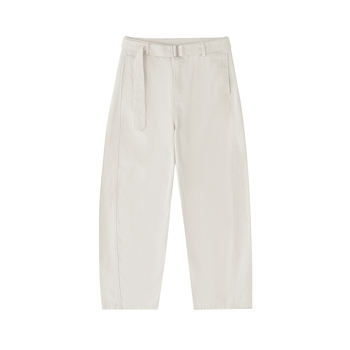 Women's Belted Barrel-leg Chino Pants