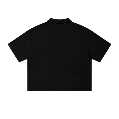 Vintage Wash Waffle Boxy Polo Shirt