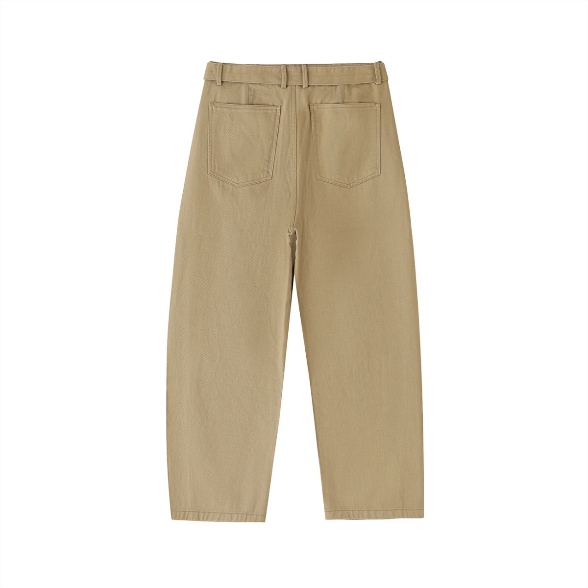 Women's Belted Barrel-leg Chino Pants