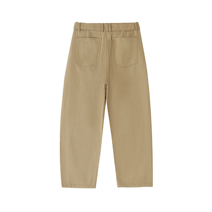 Women's Belted Barrel-leg Chino Pants