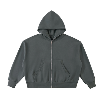 Fleeced Full-Zip Boxy Jacket