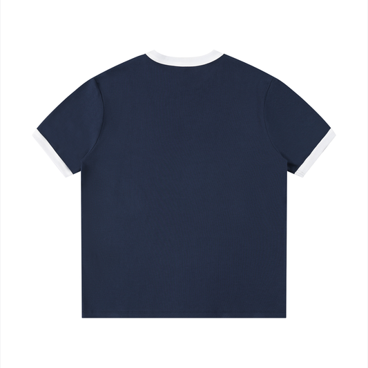 Contrast Edge Ribbed Crewneck T-Shirt