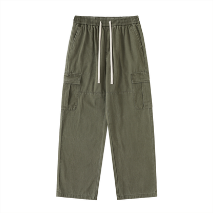 Men's Drawstring Waist Straight-Leg Cargo Pants