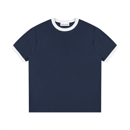 Contrast Edge Ribbed Crewneck T-Shirt