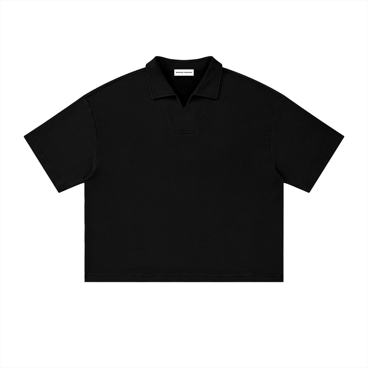 Vintage Wash Waffle Boxy Polo Shirt