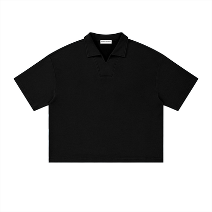 Vintage Wash Waffle Boxy Polo Shirt