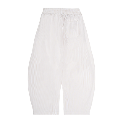 Vertical Stripe Drawstring Barrel Pants