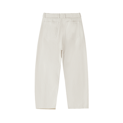 Women's Belted Barrel-leg Chino Pants