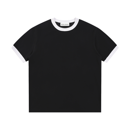 Contrast Edge Ribbed Crewneck T-Shirt