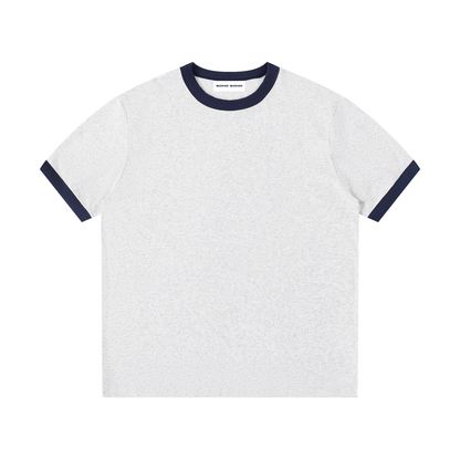 Contrast Edge Ribbed Crewneck T-Shirt