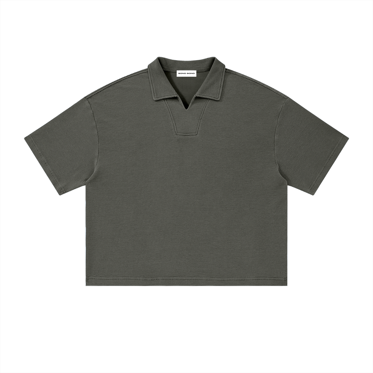 Vintage Wash Waffle Boxy Polo Shirt