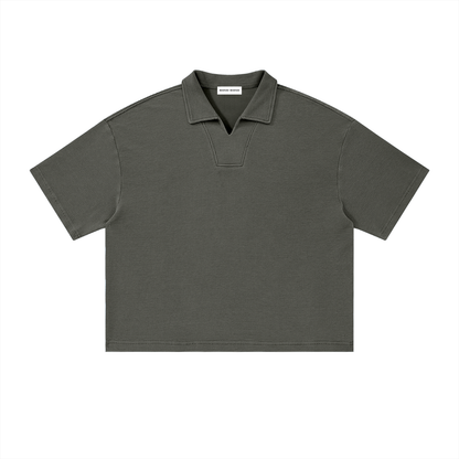 Vintage Wash Waffle Boxy Polo Shirt