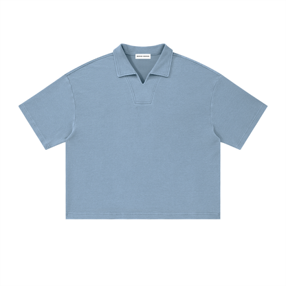 Vintage Wash Waffle Boxy Polo Shirt