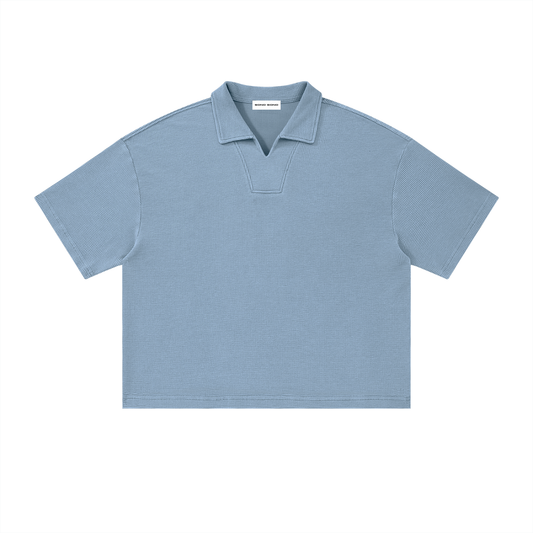 Vintage Wash Waffle Boxy Polo Shirt