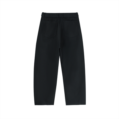 Women's Belted Barrel-leg Chino Pants