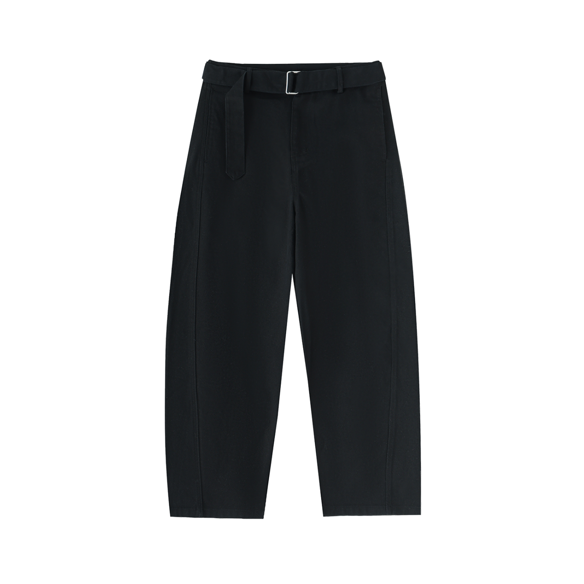 Women's Belted Barrel-leg Chino Pants