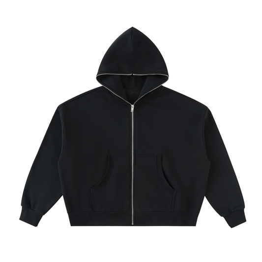 Fleeced Full-Zip Boxy Jacket
