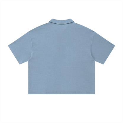 Vintage Wash Waffle Boxy Polo Shirt
